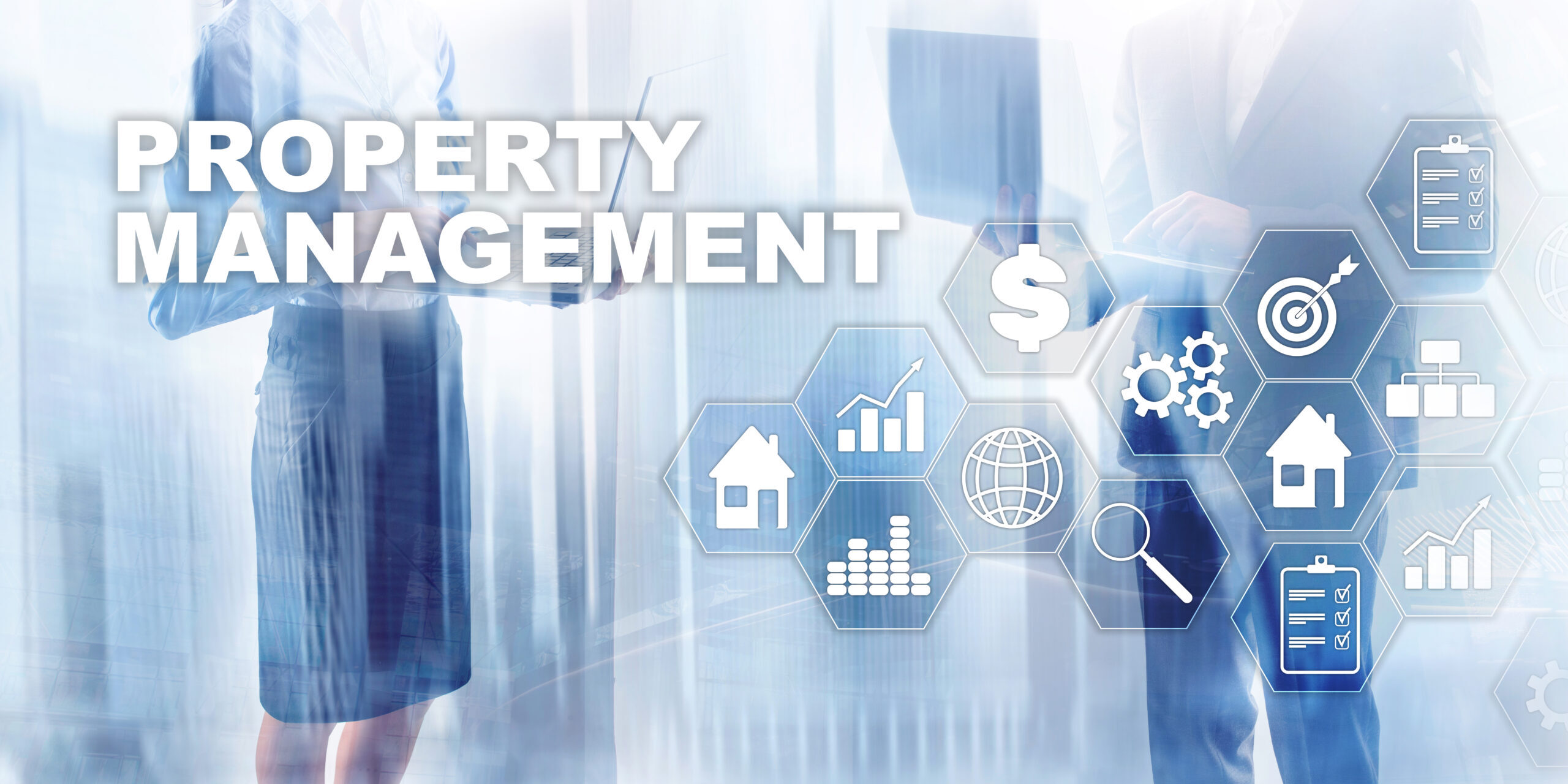 Property management. Business, Technology, Internet and network concept. Abstract Blurred Background.